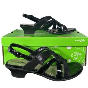 East 5th Edison Sandals Sz 7M Blue Strappy Slingback Low Heel Career Minimalist